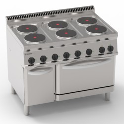 Εστία PFR105E7 Tecno70 105x70x85cm 20.3kW 400V 3N Ηλεκτρική με 6 Στρογγυλές Εστίες 22cm σε GN2/1 Στατικό Φούρνο με Ντουλάπι TECNOINOX