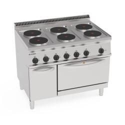 Εστία PFR105V7 Tecno70 105x70x85cm 20.6kW 400V 3N Ηλεκτρική με 6 Στρογγυλές Εστίες 22cm σε GN1/1 Convection Φούρνο με Ντουλάπι TECNOINOX