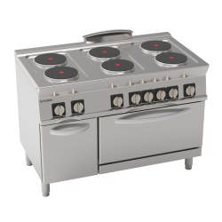 Εστία PFR12E7 Tecno74 120x70x90cm 20,3kW 400V 3N Ηλεκτρική με 6 Στρογγυλές Εστίες σε Στατικό Φούρνο GN2/1 με Κλειστό Ντουλάπι TECNOINOX