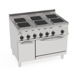 Εστία PFS105V7 Tecno70 105x70x85cm 20.6kW 400V 3N Ηλεκτρική με 6 Τετράγωνες Εστίες 22x22cm σε GN1/1 Convection Φούρνο με Ντουλάπι TECNOINOX