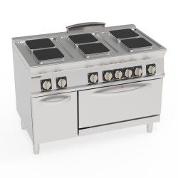 Εστία PFS12E7 Tecno74 120x70x90cm 20,3kW 400V 3N Ηλεκτρική με 6 Τετράγωνες Εστίες σε Στατικό Φούρνο GN2/1 με Κλειστό Ντουλάπι TECNOINOX