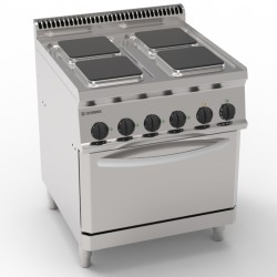 Εστία PFS70E7 Tecno70 70x70x85cm 15,7kW 400V 3N Ηλεκτρική με 4 Τετράγωνες Εστίες 22x22cm σε GN2/1 Στατικό Φούρνο TECNOINOX