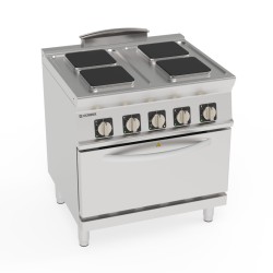 Εστία PFS8V7 Tecno74 80x70x90cm 15,4kW 400V 3N Ηλεκτρική με 4 Τετράγωνες Εστίες σε Convection Φούρνο GN1/1 TECNOINOX