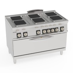 Εστία PFSX12E7 Tecno74 120x70x90cm 21,9kW 400V 3N Ηλεκτρική με 6 Τετράγωνες Εστίες σε Στατικό Πανοραμικό Φούρνο TECNOINOX