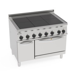 Εστία PFU105E7 Tecno70 105x70x85cm 20.3kW Ηλεκτρική με 6 Τετράγωνες Ομοεπίπεδες Εστίες σε GN2/1 Στατικό Φούρνο με Κλειστό Ντουλάπι TECNOINOX