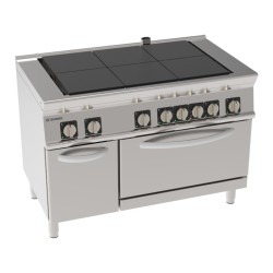Εστία PFU12E7 Tecno74 120x70x90cm 22,7kW Ηλεκτρική με 6 Ομοεπίπεδες Ανακλινόμενες Πλάκες σε Στατικό Φούρνο GN2/1 με Κλειστό Ντουλάπι TECNOINOX