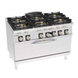 Φλόγιστρο PFXH12GG7 Tecno74 120x70x90cm 44,5kW Αερίου με 6 Καυστήρες σε Πανοραμικό Στατικό Φούρνο TECNOINOX