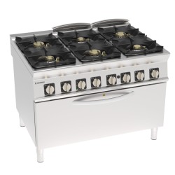 Εστία PFXH12GGE9 Tecno90 120x90x90cm 58kW Αερίου με 6 Φλόγιστρα σε Στατικό Φούρνο Πανοραμικό με Ηλεκτρικό Γκριλ TECNOINOX