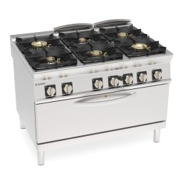 Εστία PFXH12SGG9 Tecno90 Super 120x90x90cm 63kW Αερίου με 6 Φλόγιστρα σε Στατικό Φούρνο Πανοραμικό TECNOINOX