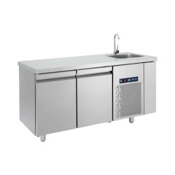 Ψυγείο Πάγκος Συντήρηση PG-159-40L 159x70x85cm 358lt 220/240V 350W Inox με 2 Πόρτες GN & Γούρνα BAMBAS