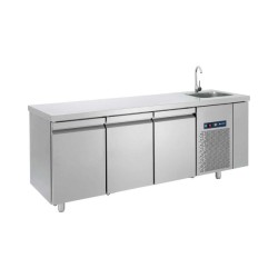 Ψυγείο Πάγκος Συντήρηση PG-205-40L 205x70x85cm 510lt 220/240V 350W Inox με 3 Πόρτες GN & Γούρνα BAMBAS