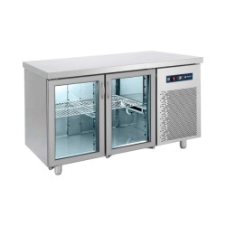 Ψυγείο Πάγκος Συντήρηση PGG-139 139x70x85cm 344lt 220/240V 350W Inox με 2 Γυάλινες Πόρτες GN BAMBAS