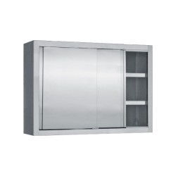 Ποτηριέρα PI-120 120x35x70cm Inox με 2 Συρόμενες Πόρτες & 2 Ράφια BAMBAS