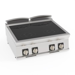 Εστία PIN8E7N Tecno74 80x70x28cm 14kW 400V 3 Επαγωγική Κεραμική 4 Εστιών Επιτραπέζια TECNOINOX