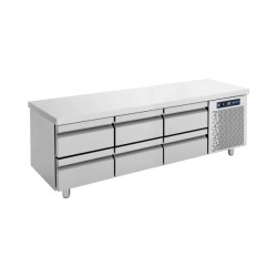 Ψυγείο Πάγκος Συντήρηση PS-185 185x70x68cm 376lt 220/240V 350W Inox με 6 Συρτάρια GN Χαμηλός BAMBAS