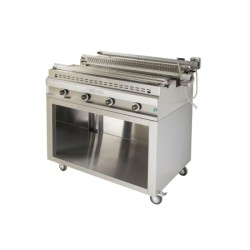 Σουβλακιέρα SG77D-B 127x86x77cm 26kW Αερίου 4 Ζωνών & 2 Επιπέδων για 77τμχ με Αυτόματη Περιστροφή σε Ανοιχτό Ντουλάπι SERGAS