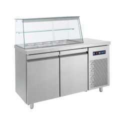 Ψυγείο Σαλάτας Βιτρίνα SM-155 155x70x130cm 368lt 220/240V 350W Inox 9 Θέσεις GN1/4 με 2 Μεγάλες Πόρτες & Μηχανή Κάτω BAMBAS