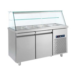 Ψυγείο Σαλάτας Βιτρίνα SMGN-139 139x70x130cm 366lt 220/240V 350W Inox 4 Θέσεις GN1/1 με 2 Πόρτες BAMBAS