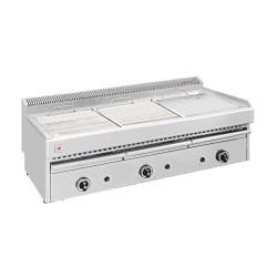 Σχαριέρα T-35 113x63x43cm 24.9kW Αερίου Νερού 3 Ζωνών με 2 Σχάρες & 1 Πλάκα Επιτραπέζια NORTH