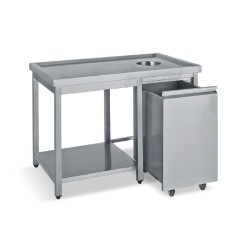 Τραπέζι TA-120 120x70x85cm Inox με 1 Ράφι & Οπή Ακαθάρτων BAMBAS