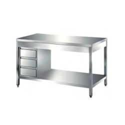 Τραπέζι Εργασίας TA-127-3 Neutral 120x70x87cm Inox με Συρταριέρα ARTSTEEL