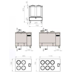 Βιτρίνα Παγωτού TG-067-4RT Pozzetti 61x70x87cm Inox 880W για 4 Μπασίνες Χωρίς Μηχανή ARTSTEEL