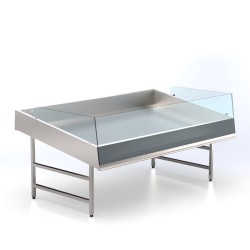 Εκθετήριο Τραπέζι Ψαριών TP-101-D 100x117x95cm Inox Χωρίς Μηχανή με Τζάμι ARTSTEEL