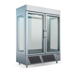 Θάλαμος Βιτρίνα Συντήρηση UBK-160 160x80x220cm 1732lt 220/240V 750W 4 Όψεων Inox με 2 Πόρτες & Μηχανή Κάτω BAMBAS
