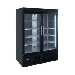 Θάλαμος Βιτρίνα Κατάψυξη UPF-137-BL 137x72x200cm 1080lt 220/240V 850W με 2 Πόρτες Τζαμιού σε Μαύρο Χρώμα & Μηχανή Κάτω BAMBAS
