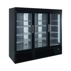 Θάλαμος Βιτρίνα Κατάψυξη UPF-205-BL 205x72x200cm 1671lt 220/240V 1250W με 3 Πόρτες Τζαμιού σε Μαύρο Χρώμα & Μηχανή Κάτω BAMBAS