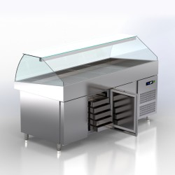 Βιτρίνα Συντήρησης Ψαριών VA-189-KR 188x90x117cm Inox 770W Εκθετήριο με Ψυχόμενη Αποθήκη & Συρτάρια ARTSTEEL