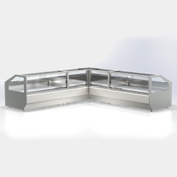Βιτρίνα Συντήρησης Κρεοπωλείου VM-222-CO Stretta 220+220x120x120cm Inox 1200W Γωνιακή ARTSTEEL