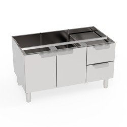 Ουδέτερο Στοιχείο VNC105/0 Tecno65 105x57,5x60cm Ανοιχτό σε Ντουλάπι με 2 Πόρτες & 2 Συρτάρια GN1/1 TECNOINOX