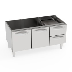 Ουδέτερο Στοιχείο VNC12L7 Tecno74 120x57,5x57cm Ανοιχτό σε Κλειστό Ντουλάπι με 2 Πόρτες & 2 Συρτάρια TECNOINOX