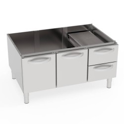 Ουδέτερο Στοιχείο VNC12L9 Tecno90 120x76,5x57cm Ανοιχτό με Κλειστό Ντουλάπι & 2 Συρτάρια TECNOINOX