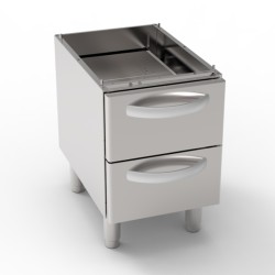 Ουδέτερο Στοιχείο VNC4L7 Tecno74 40x57,5x57cm Ανοιχτό με 2 Συρτάρια GN1/1 TECNOINOX
