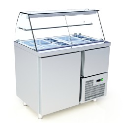 Βιτρίνα Συντήρησης Σαλατών VR-097-ER 94x70x125cm Inox GN 1/4 180lt 590W με Συρταρωτή Μηχανή ARTSTEEL