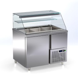 Βιτρίνα Συντήρησης Σαλατών VR-108-AR 107x80x130cm Inox GN 1/1 240lt 590W με Ανακύκλωση Αέρα & Συρταρωτή Μηχανή ARTSTEEL