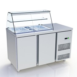 Βιτρίνα Συντήρησης Σαλατών VR-147-GR 141x70x125cm Inox GN 1/4 260lt 590W με Συρταρωτή Μηχανή ARTSTEEL