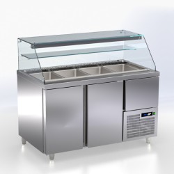 Βιτρίνα Συντήρησης Σαλατών VR-148-AR 141x80x130cm Inox GN 1/1 280lt 772W με Ανακύκλωση Αέρα & Συρταρωτή Μηχανή ARTSTEEL