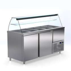 Βιτρίνα Συντήρησης Σαλατών VR-177-ER 174x70x125cm Inox GN 1/4 380lt 850W με Συρταρωτή Μηχανή ARTSTEEL