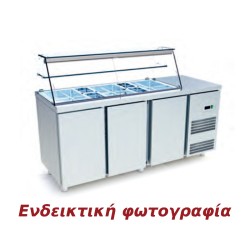Βιτρίνα Συντήρησης Σαλατών VR-237-GR 235x70x125cm Inox GN 1/4 500lt 850W με Συρταρωτή Μηχανή ARTSTEEL