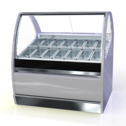 Βιτρίνα Παγωτού VS-234-9 Rotonda 230x120x136cm Inox 1960W για 24 Μπασίνες ARTSTEEL