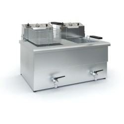 Φριτέζα ΤX10 73x56x53cm 10.2kW 380V Ηλεκτρική Διπλή 2x10-12lt με 2 Βρύσες Επιτραπέζια TZETHAN