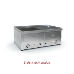 Πλατό ΤΧ7 70x56x31cm 6.4kW 230V Ηλεκτρικό 2 Ζωνών Λείο Επιτραπέζιο TZETHAN