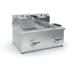Φριτέζα Φ1001 66x54x44cm 7.2kW 230V Ηλεκτρική Διπλή 2x6-8lt με 2 Βρύσες Επιτραπέζια TZETHAN